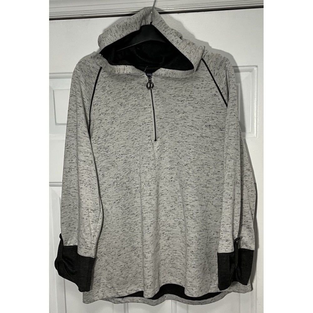 Jones New York Signature 1/4 Zip Grey Hoodie/Pullover Egypt Women's XL